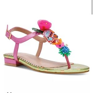 Betsey Johnson Women's Murphee Embellished Thong Slide Sandals fish pink size 7